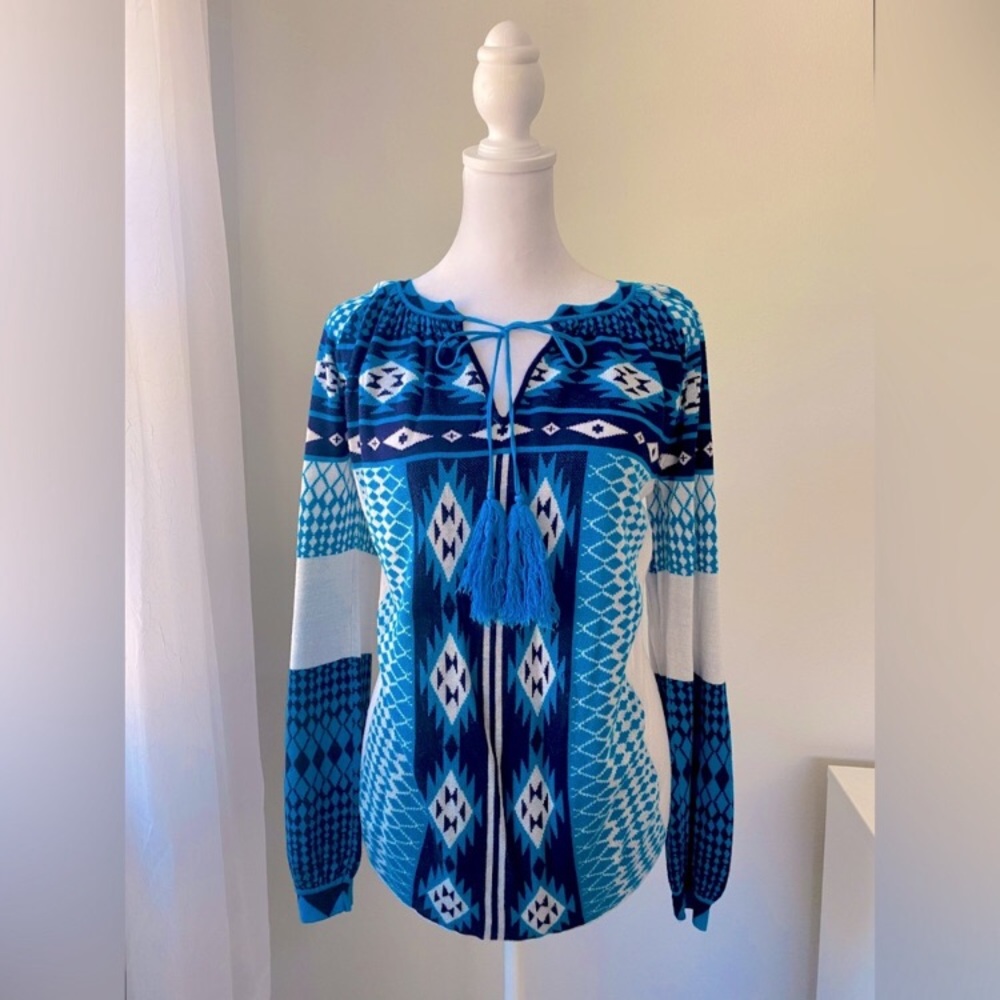 Vintage 1970s Blue & White Sweater